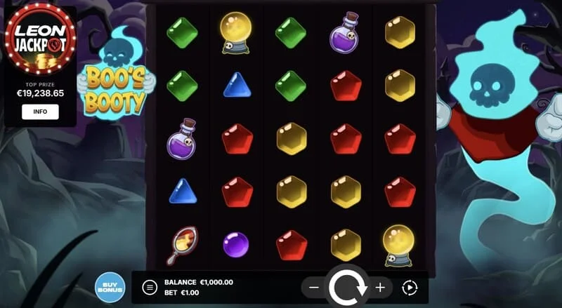 Boo's Booty - pangunahing screen na may 5x5 grid